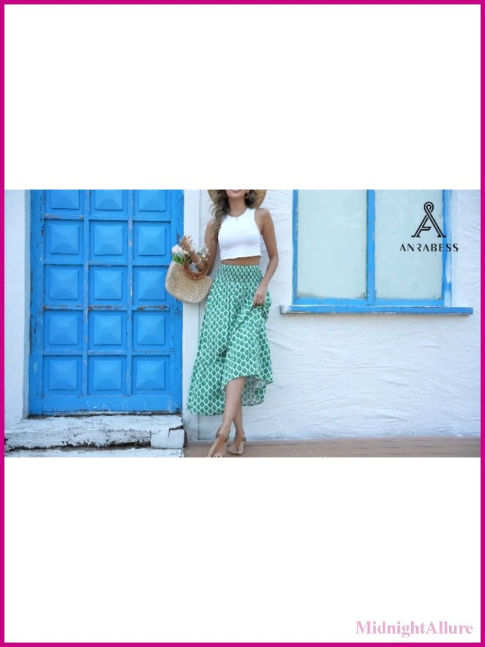 Boho Floral Maxi Skirt, High Waisted Tiered Flowy Beach Skirt with Pockets - Picture 6 of 6